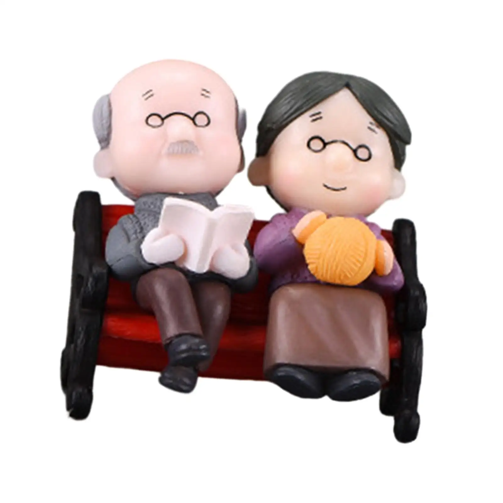 Loving Elderly Couple Miniature Ornament 5.5x5cm Adorable Souvenirs Love Parents Statue Anniversary Gift for Dining Table Decor