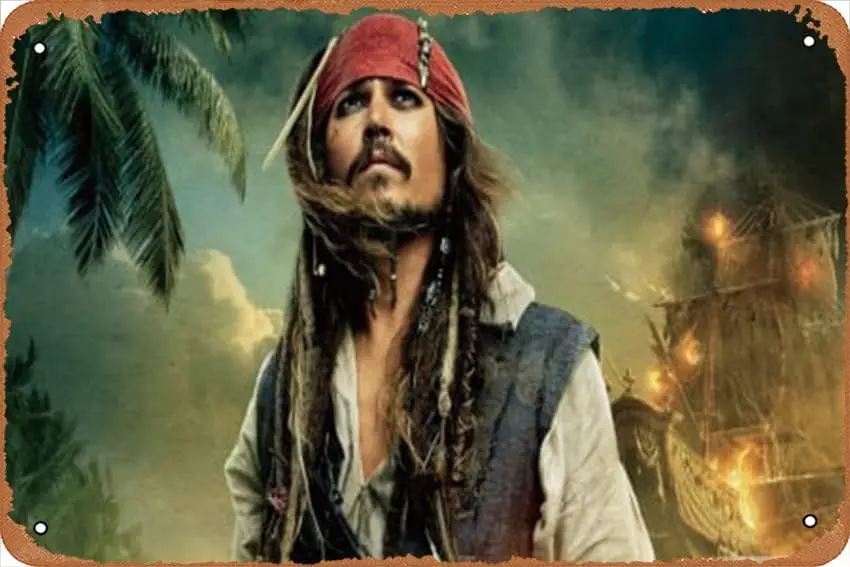 johnny_depp_as_captain_jack_sparrow- Movie Vintage Tin Poster Metal Tin Sign Art Plaque Sign For Bar Restaurant Garage Cafe Wall