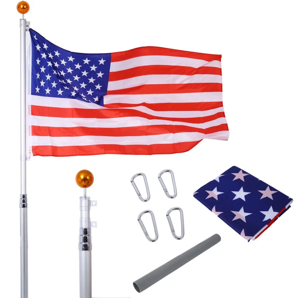 

16FT Sectional Flag Pole Kit, Extra Thick Heavy Duty Aluminum Flagpole, Outdoor Inground Flag Poles, Residential or Commercial