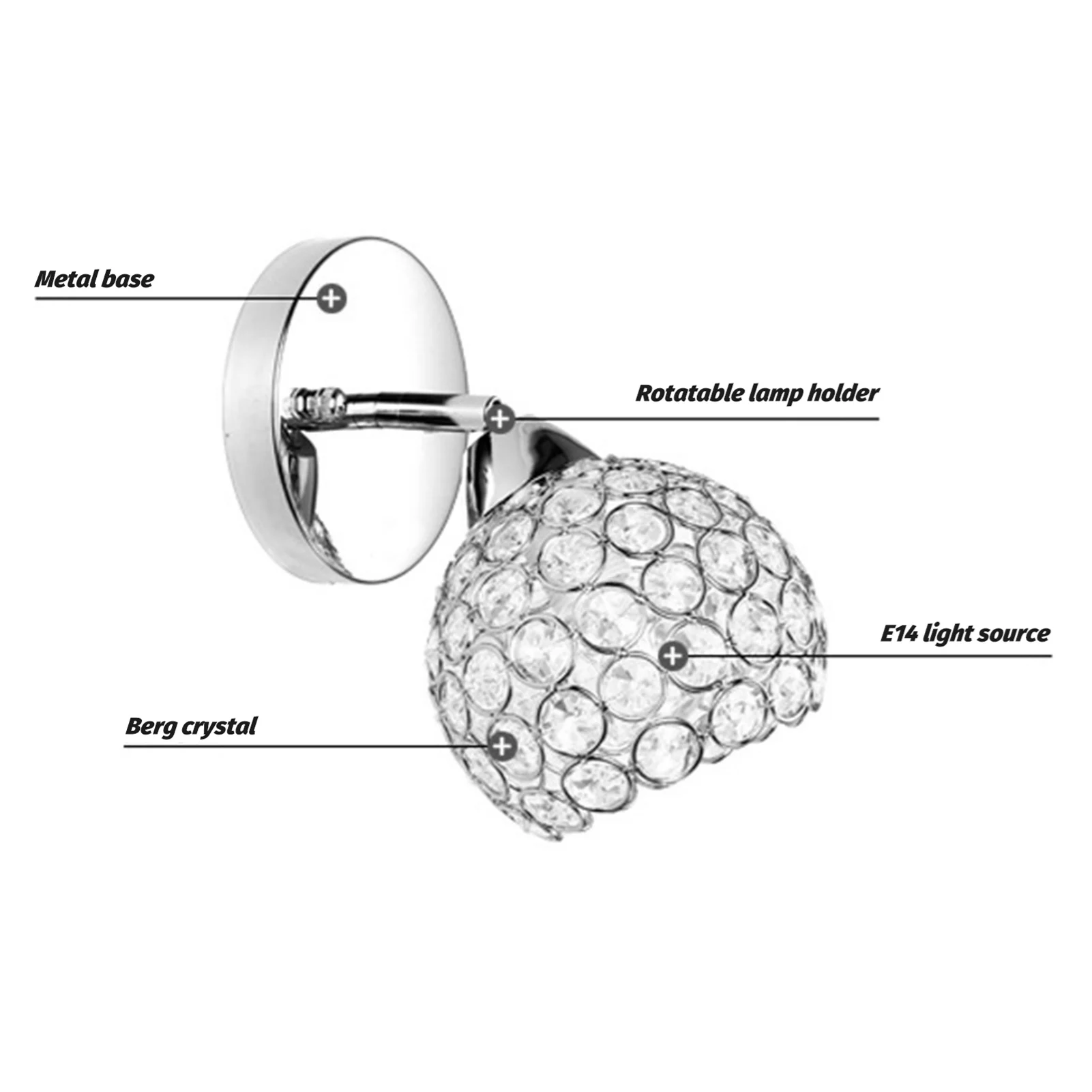 Moderno LED Crystal Wall Sconces, Lâmpada Redonda, Quarto, Cabeceira Luzes de Parede, Sala de Jantar, Corredor, Luminária, G9
