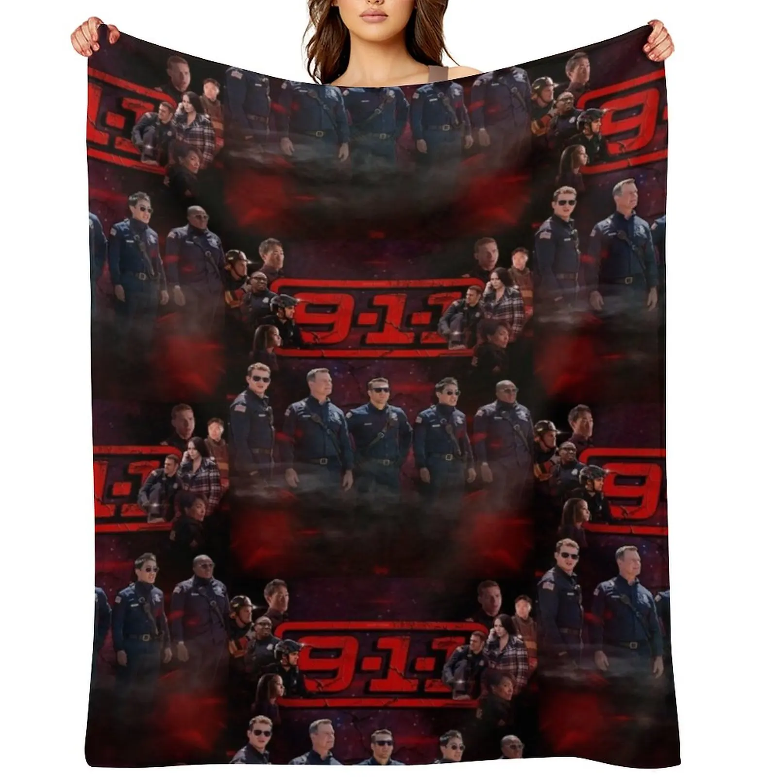

9-1-1 : Cast (Purple Red Haze) Throw Blanket Bed Cute Plaid For Sofa Thin Plush Blankets