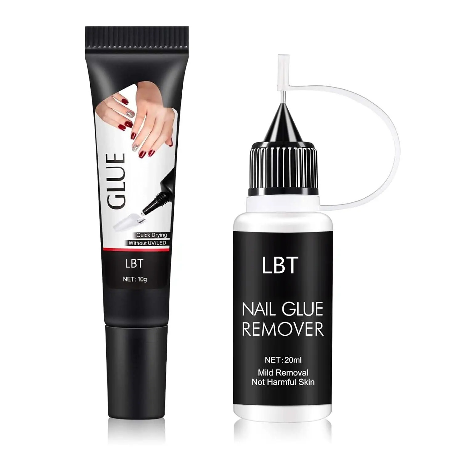 10g SemiSolid Glue 20ml Pinpoint Remover Kit Portable Gel Press Nails Quick Dry No UV Lamp Needed Gentle Non-Acetone Remover