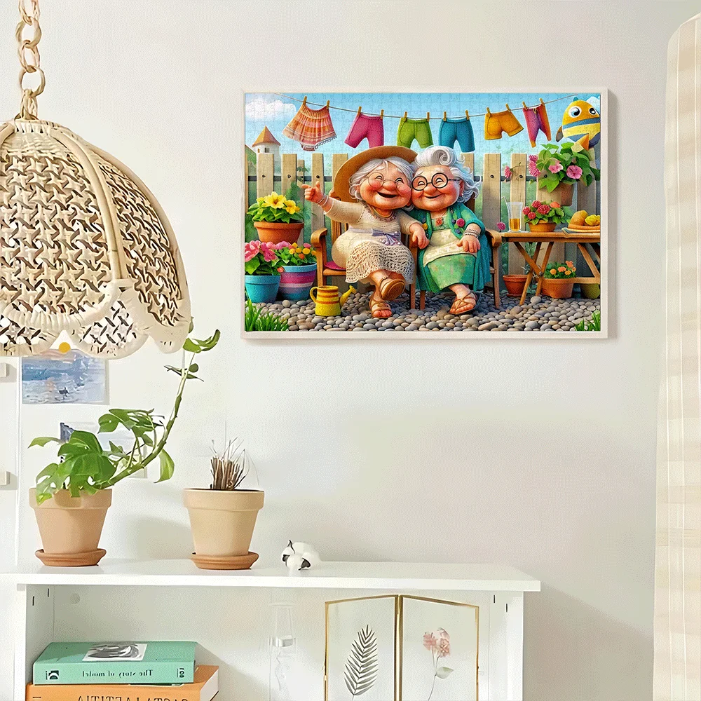 Grand puzzle 1000 pièces adapté aux adultes et aux personnes âgées-cerveau sur le thème des couples âgés avec des couleurs vives, activité familiale DIY