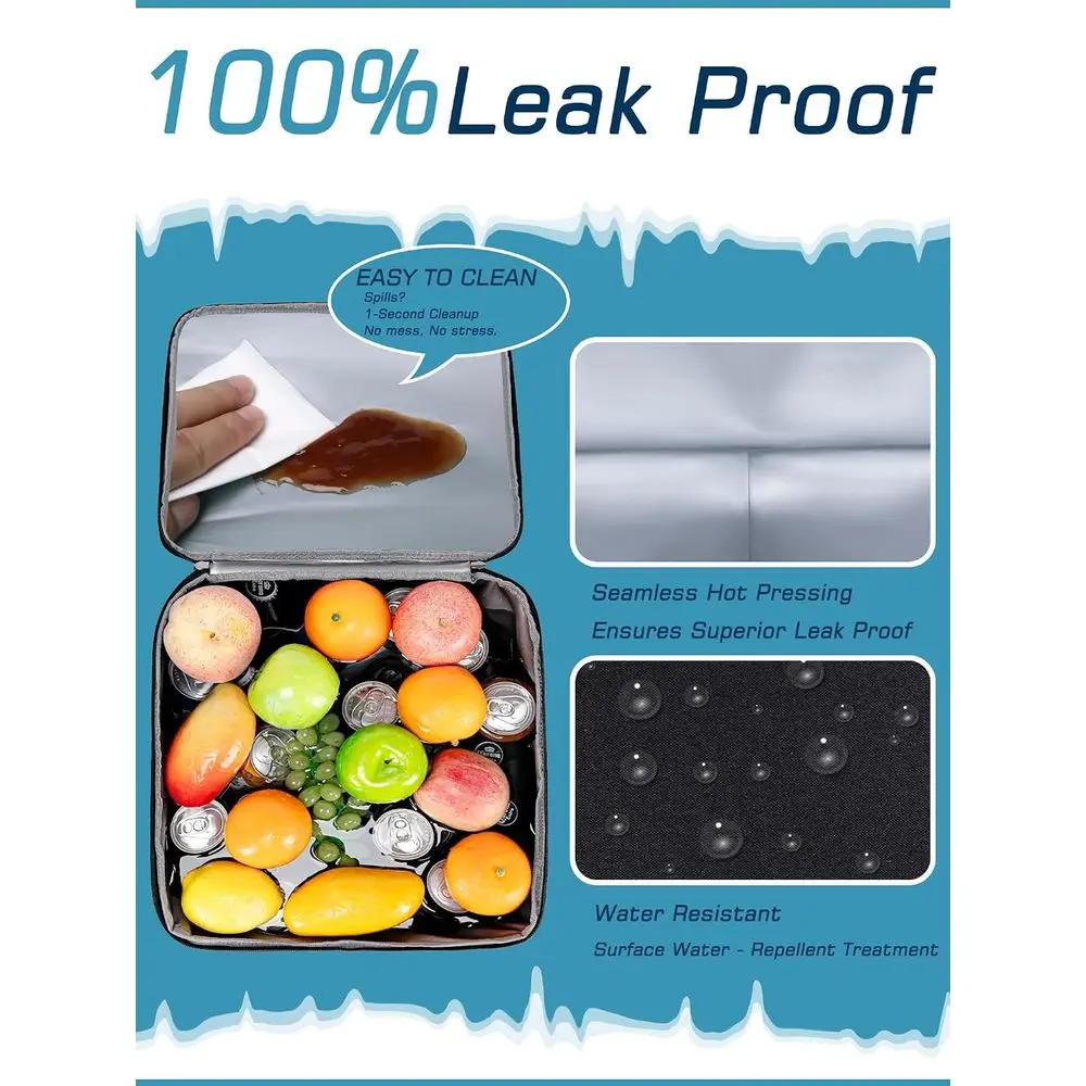Insulated Cooler Bag 12x12x12 Large Leakproof Sided Ice Chest for Travel Beach Camping, 50 Cans Portable Cooler Box or Grocery S