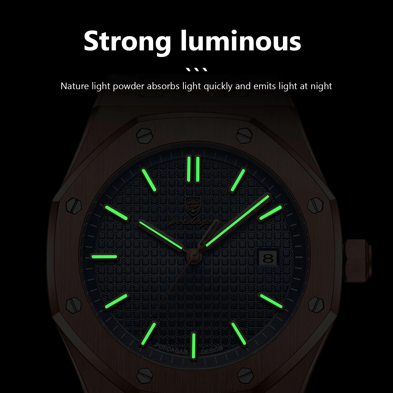 POEDAGAR Luxury Business Man Wristwatch Waterproof Luminous Date Men Watch Stainless Steel Fashion Quartz Watches For Men Reloj