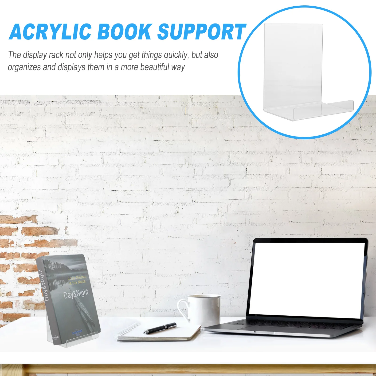 

1Pcs Transparent Acrylic Book Stand Simple Design Book Display Holder Suitable for Desk Magazine Rack Clear Magazine Holder