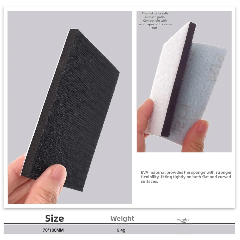 70x100mm EVA Sponge Support Pad 5mm Thick For Polishing Buffing Car Wood Metal Surfaces For Wet Dry Sanding Hand Tools