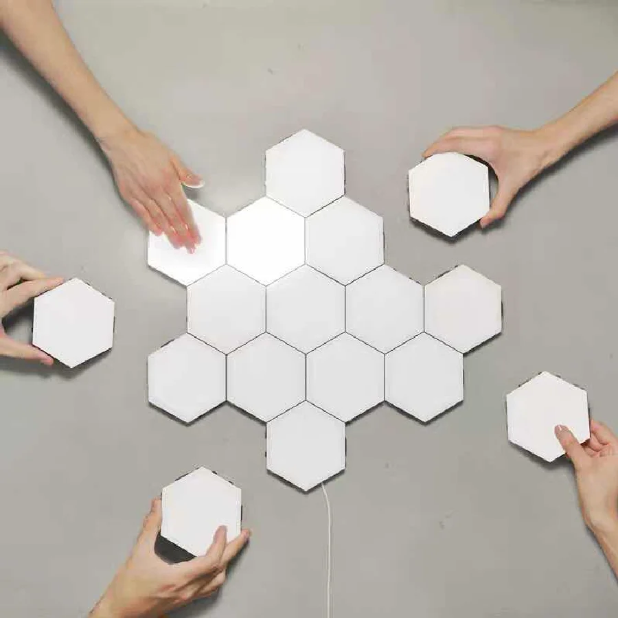 Touch-sensitive LED Wall Light White Creative Modern Hexagon Combination Wall Lamp For Living Bedroom Bedside Exhibition Hall