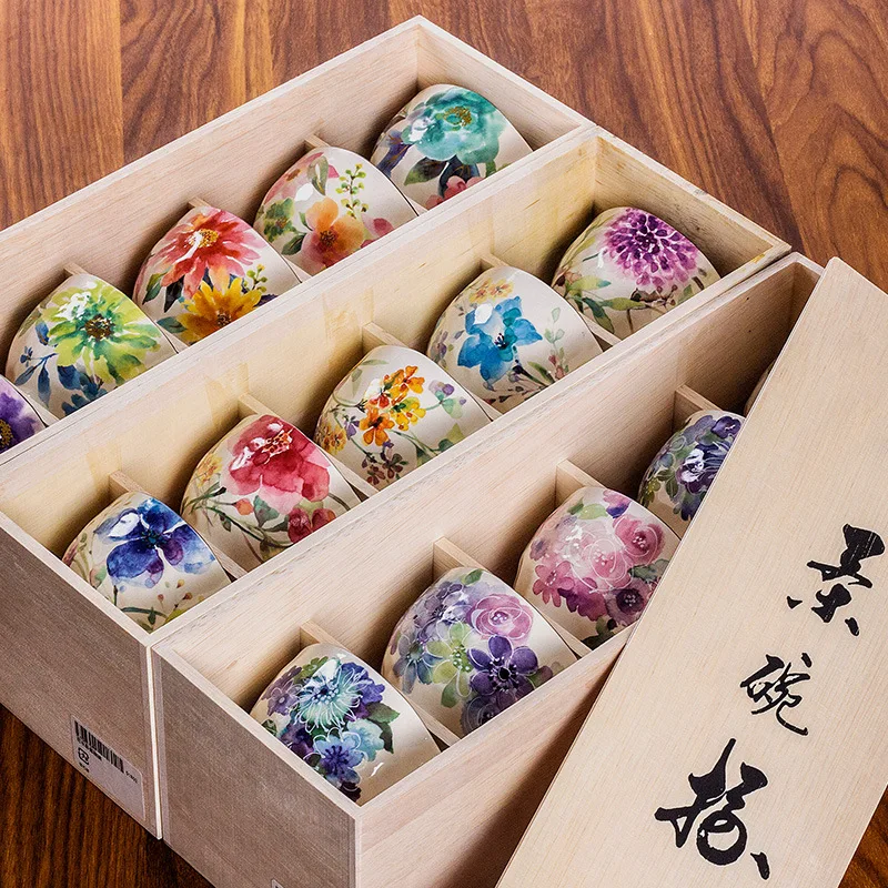 Imported Japanese ceramic blue mino-yaki rice bowl glaze color ceramic bowl Japanese watercolor flower soup bowl tableware
