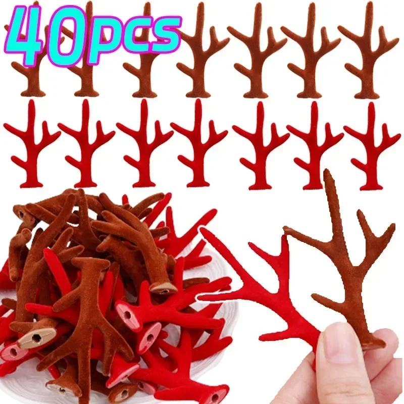 2/40pcs DIY Red Brown Antler Headdress Deer Horn Tree Branches Headband Accessories Christmas Gift Cosplay Photoprops Decor