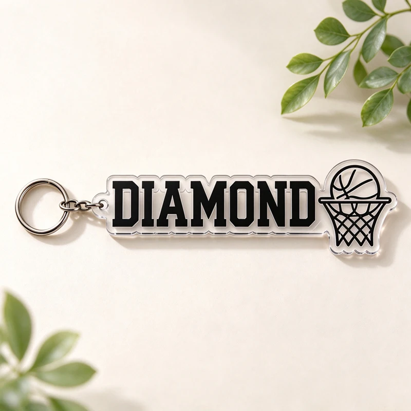 Custom Name Acrylic Keychain Personalized Car Basketball Soccer Baseball Key Ring Customized Bag Boys Birthday Gifts Key Pendant