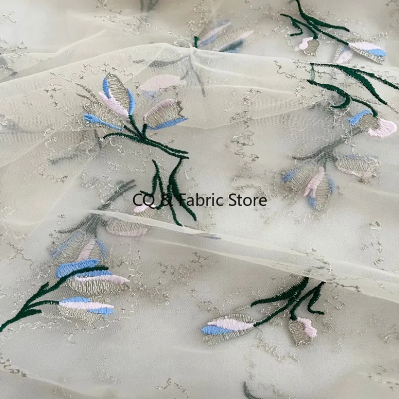 

Абрикосовый тюльпан, вышитая кружевная ткань, платье «сделай сам», материал юбки для женщин и девочек, материал для рукоделия по метрам