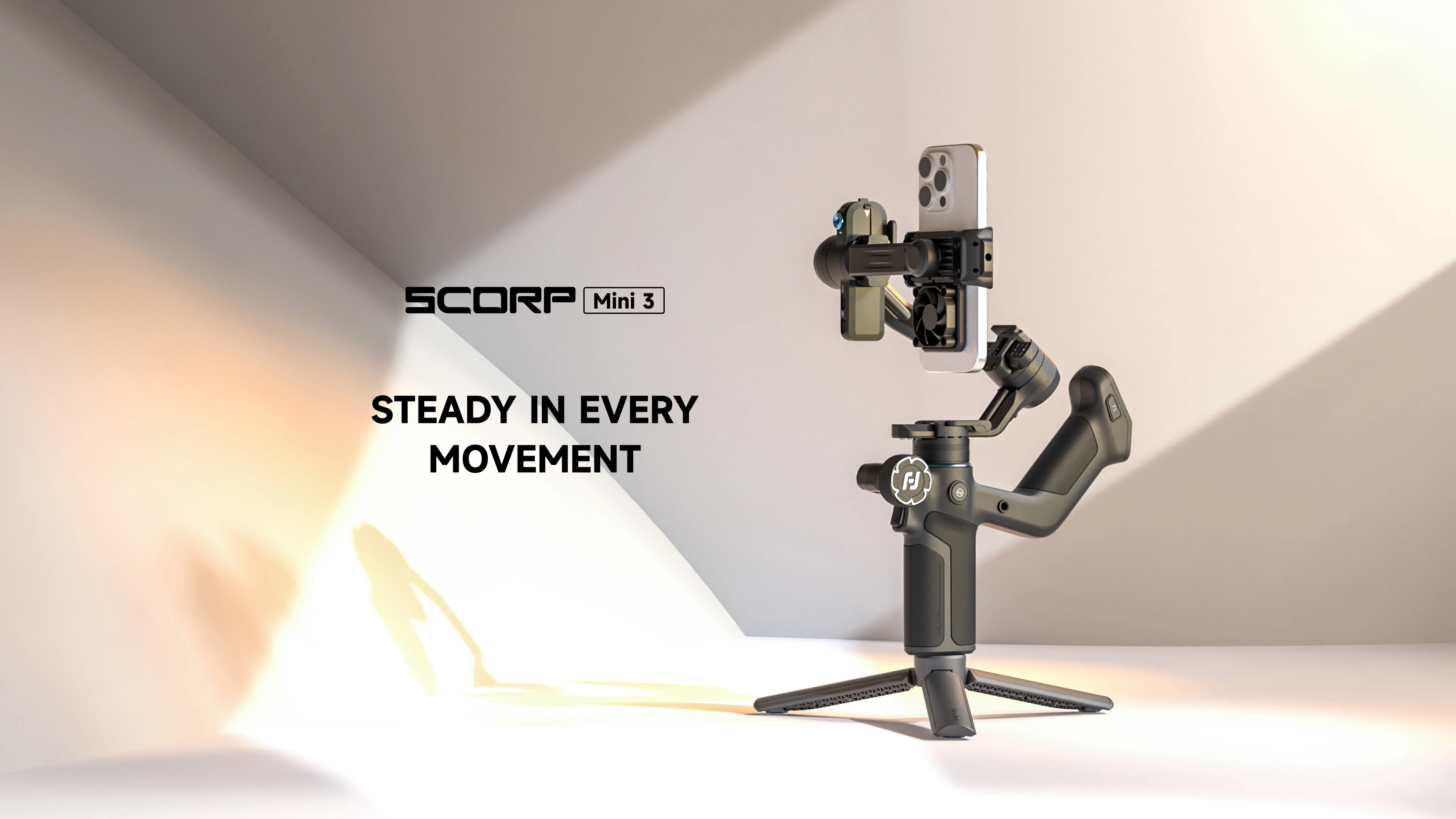FeiyuTech SCORP Mini 3 Kit Gimbal-Stabilisator mit integrierter 4,0-intelligenter KI-Tracking für spiegellose Action-Kamera und Smartphone – Detail 1