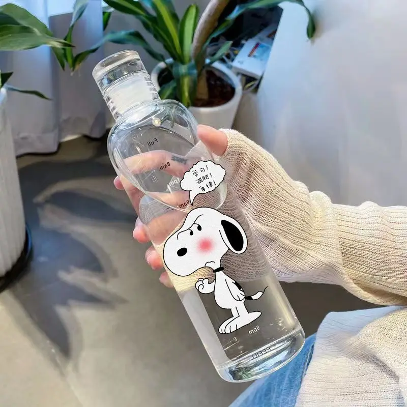 Snoopy Transparent Plastic Cup Milk Scale Cup Portable Portable Cup Cartoon Anime Large Capacity Water Cup Car Portable