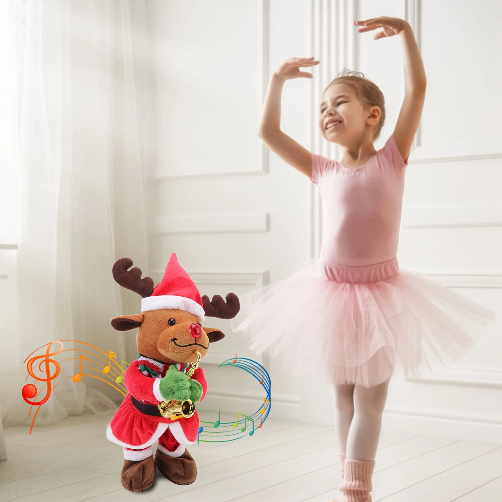 Swinging Motion Animated Christmas Battery Powered Festive Christmas Musical Cotton Filling Dancing Christmas