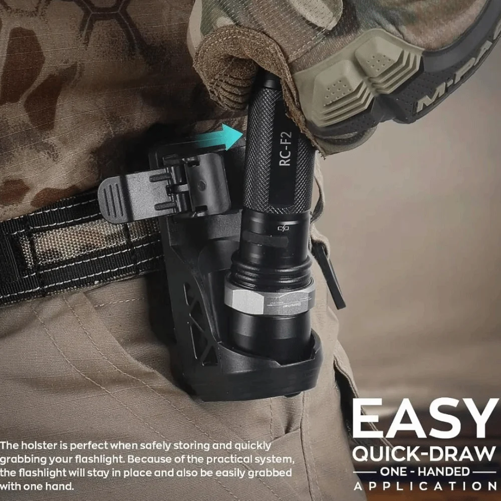 360° Rotating Rotating Flashlight Holder Quick Unplug with Lever Side Lock Flashlight Holster Belt Portable Multifunctional