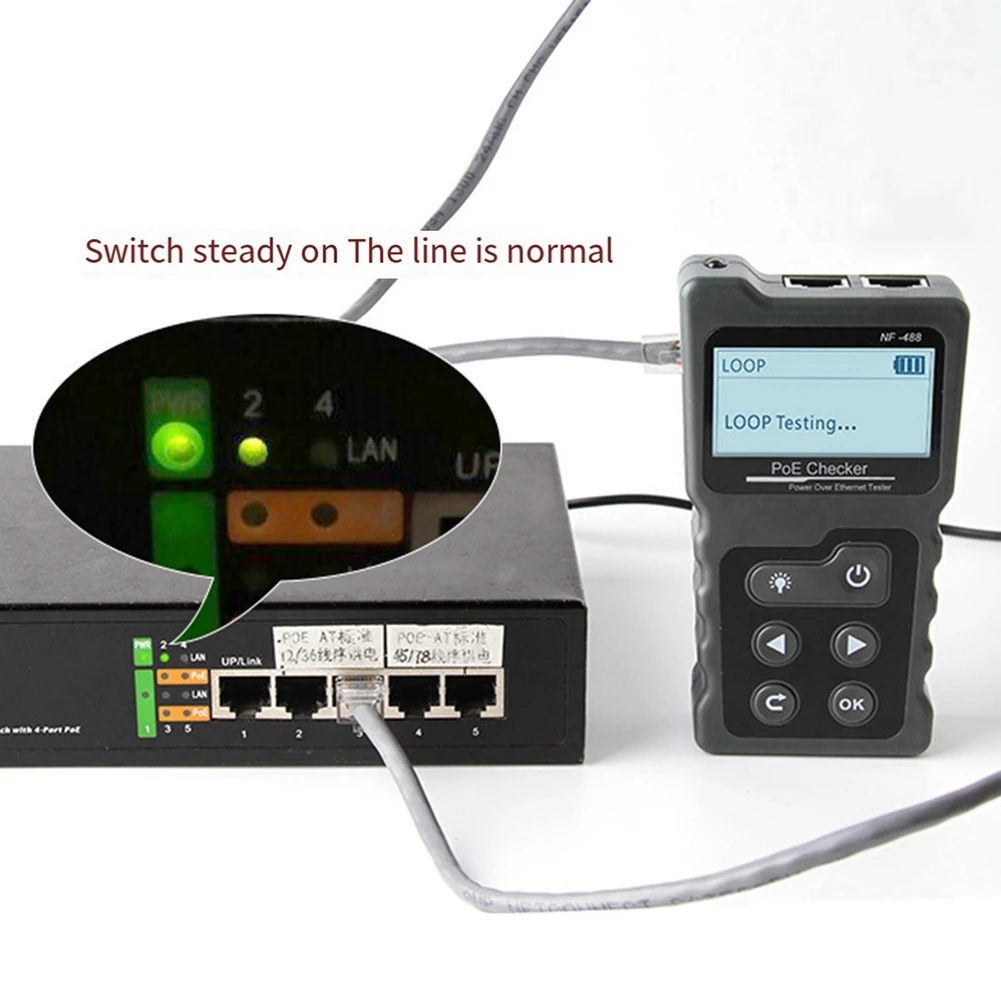 NOYAFA NF-488 Poe اختبار الطاقة كابل الشبكة المقتفي مدقق الجهد عبر إيثرنت Cat5 Cat6 أدوات اختبار Lan على الإنترنت Switch-N3 #4