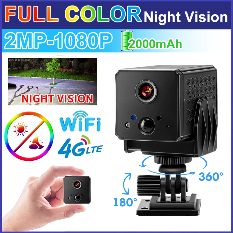 

Full Color Night Vision Camera 2MP 4G SIM Card Camera PIR Human Detection WIFI Security Surveillance IP Camera Smart Nanny Cam