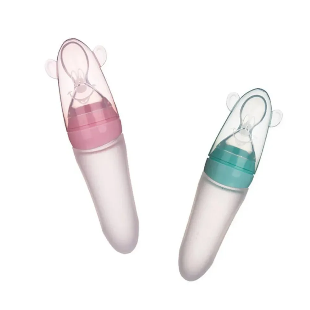 Infant Baby Squeezing Feeding Bottle 90 ml Food Supplement Bottle Vegetable Fruit Feeding Spoon Rice Cereal Bottle Baby Dishes