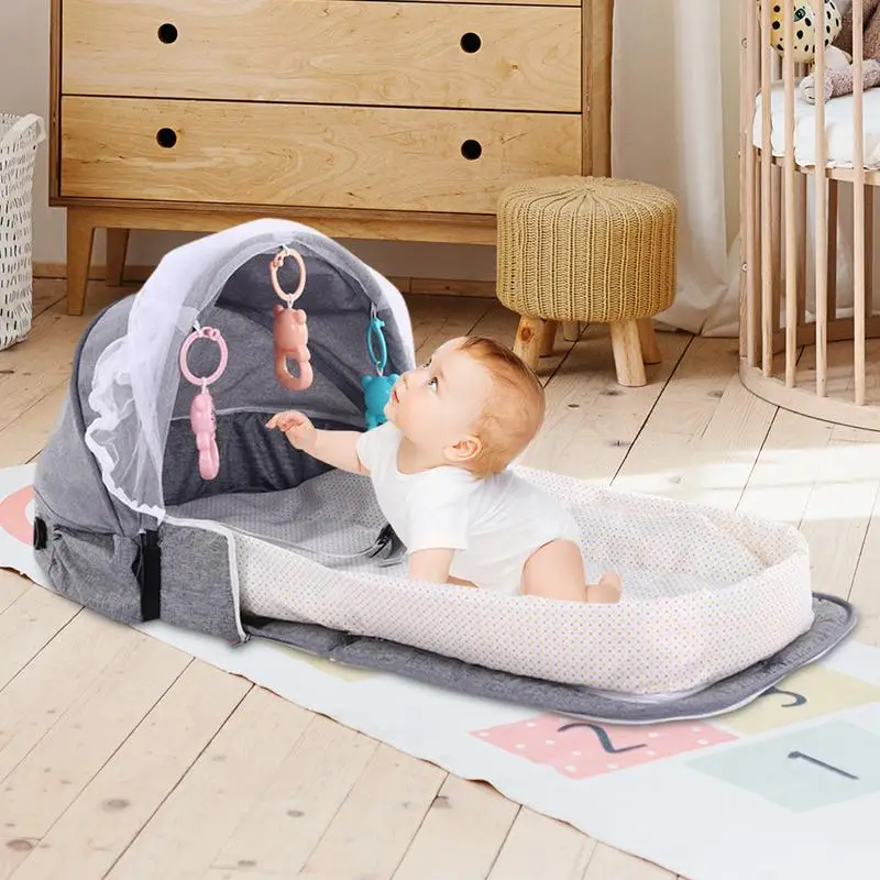 Cot For Kids Foldable Carry Bag Basinet Travel Bed Breathable Cradle Cot Kids Co-Sleeping Bed Travel Pod Carry Bag