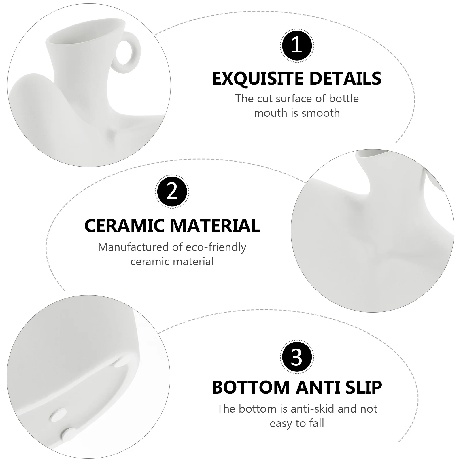 

1 Piece Minimalist Body Art Ceramic Vase White Porcelain Human Figure Sculpture for Home Office Decor Creative Floral