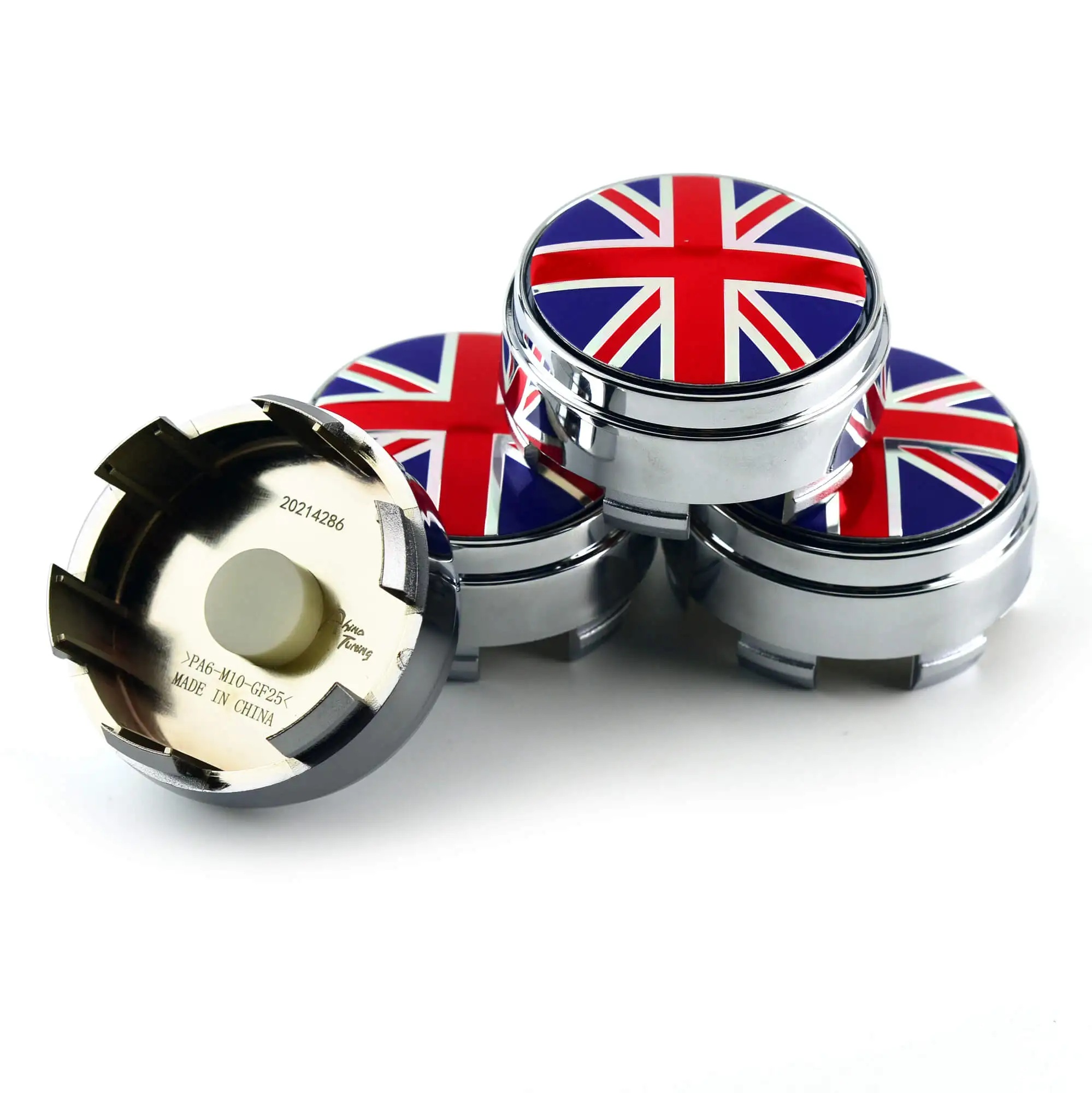 GTownworks 4 pcs Floating Wheel Center Caps 66mm(2.60in) United Kingdom Flag UK Britain Emblem Center Hub Caps Car Accessories