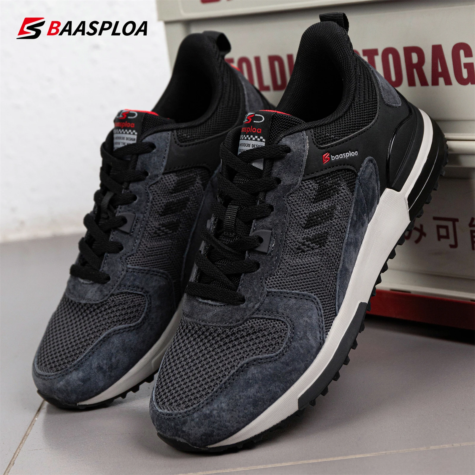 Baasploa tênis de corrida masculino 2024 superfície de malha ao ar livre respirável masculino casual antiderrapante resistente ao desgaste sapatos