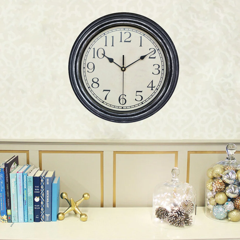 

Round 12inch Wood-Like Wall Clock Non-Ticking Silent Sweep Movement Classic Quartz Decorative Clock for Living Room Office
