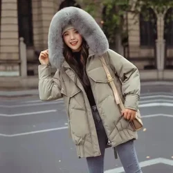 Down Jacket Women's Korean Edition Loose 2024 Winter White Duck Down Small Fragrant Style Small Man Hoodie Medium Long Style WLF