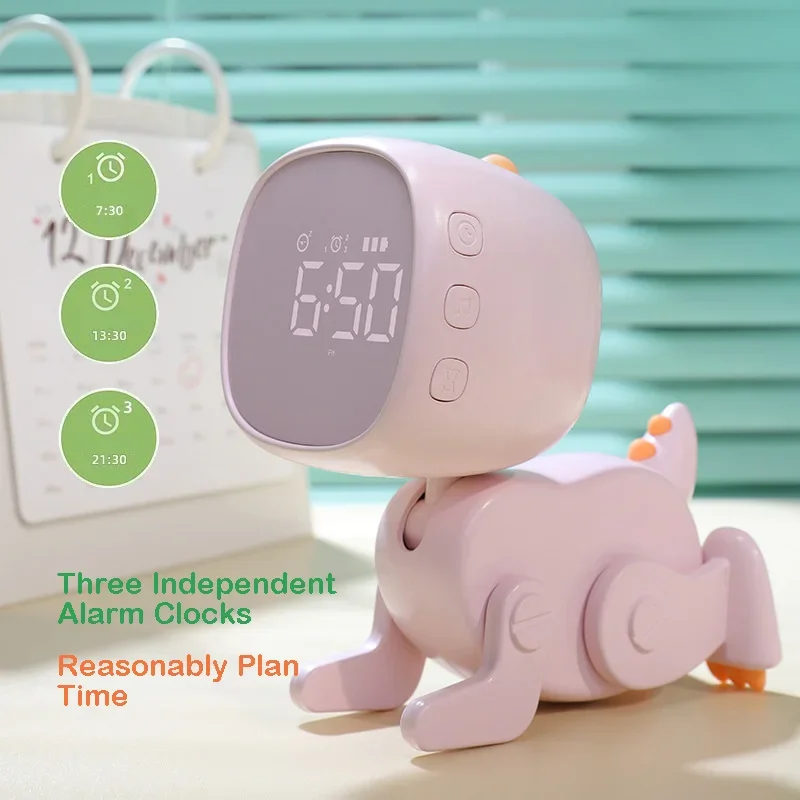 

Cute Alarm Clock Wake Up Artifact Boys and Girls Table Desktop USB Electronic Cartoon Variety Little Dinosaur Alarm Clock