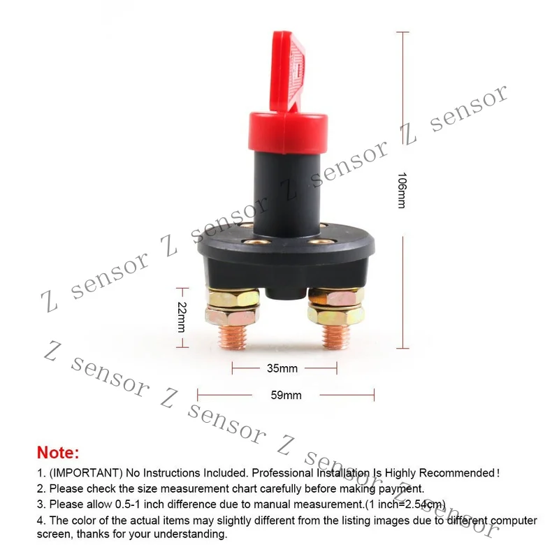 RRR+12V24V Battery Disconnect Switch Master Kill Cut Off Power Isolator w/Key Marine