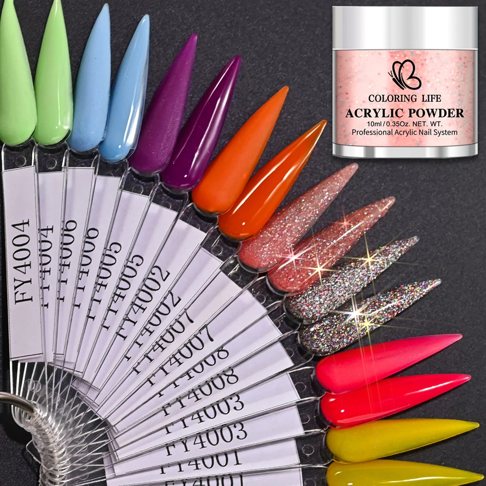 8 kit Iridescent Colors Acrylic Nail Powders Christmas 8-colors with Glitters 3-in-1 Acrylic Powder for Nail Extensions Manicure