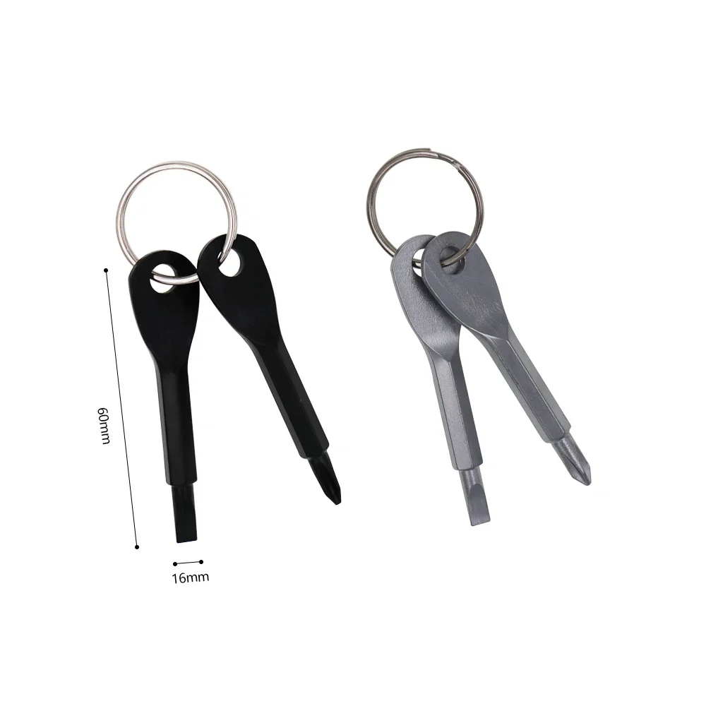 YOUGLE 2Pcs Stainless Steel Multi Tools Key Ring EDC Screwdriver Set Pocket Outdoor Tool Set Multitool Keychain Sliver Black