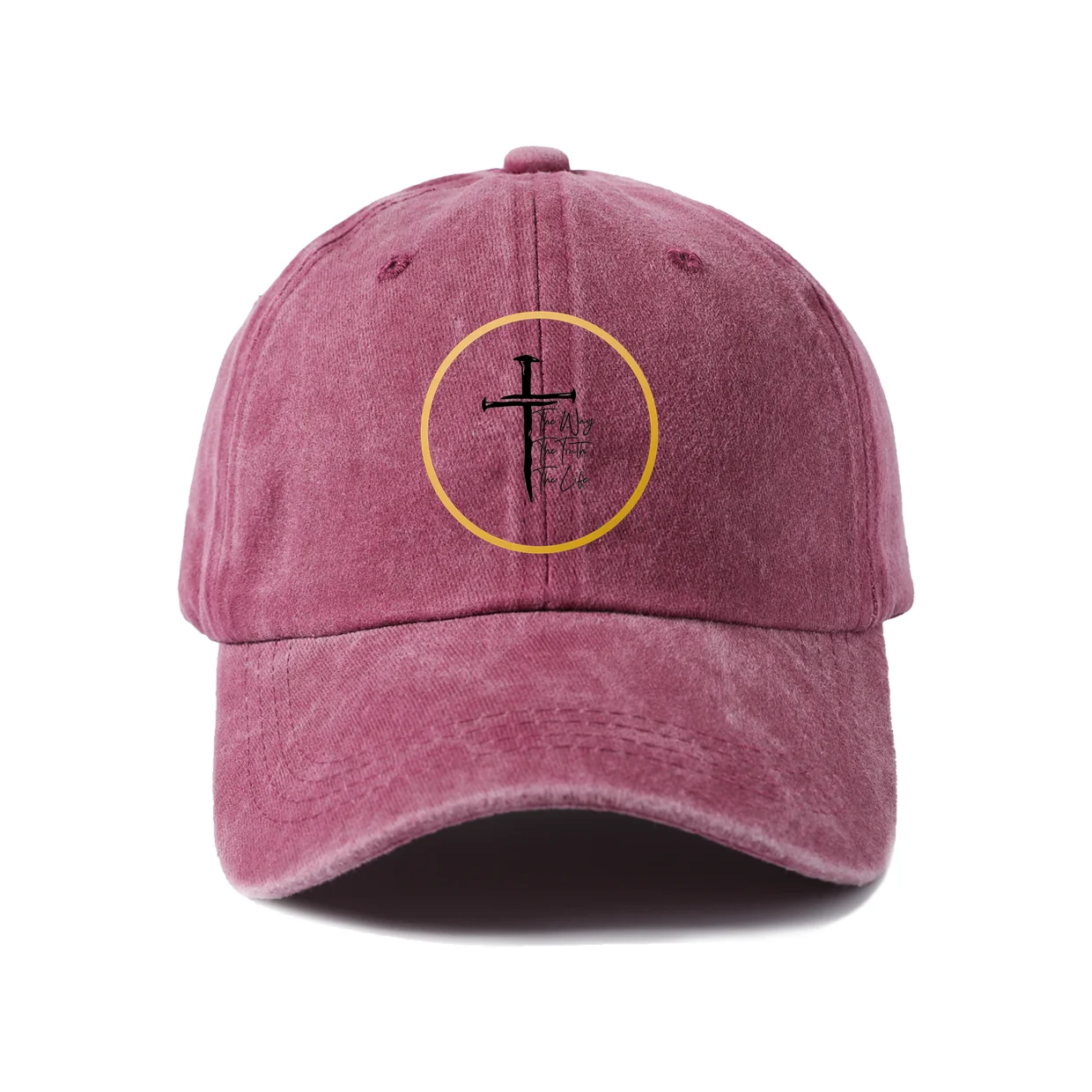 Geometric Cross Symbol Art Baseball Cap, Vintage Washed Adjustable Unisex Dad Hat, Travel Gift