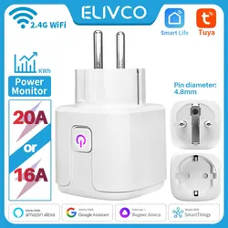 Tuya Smart Plug WiFi EU 16A/20A Smart Socket With Power Monitor Timing Smart Life Support Alexa Google Home Yandex SmartThings