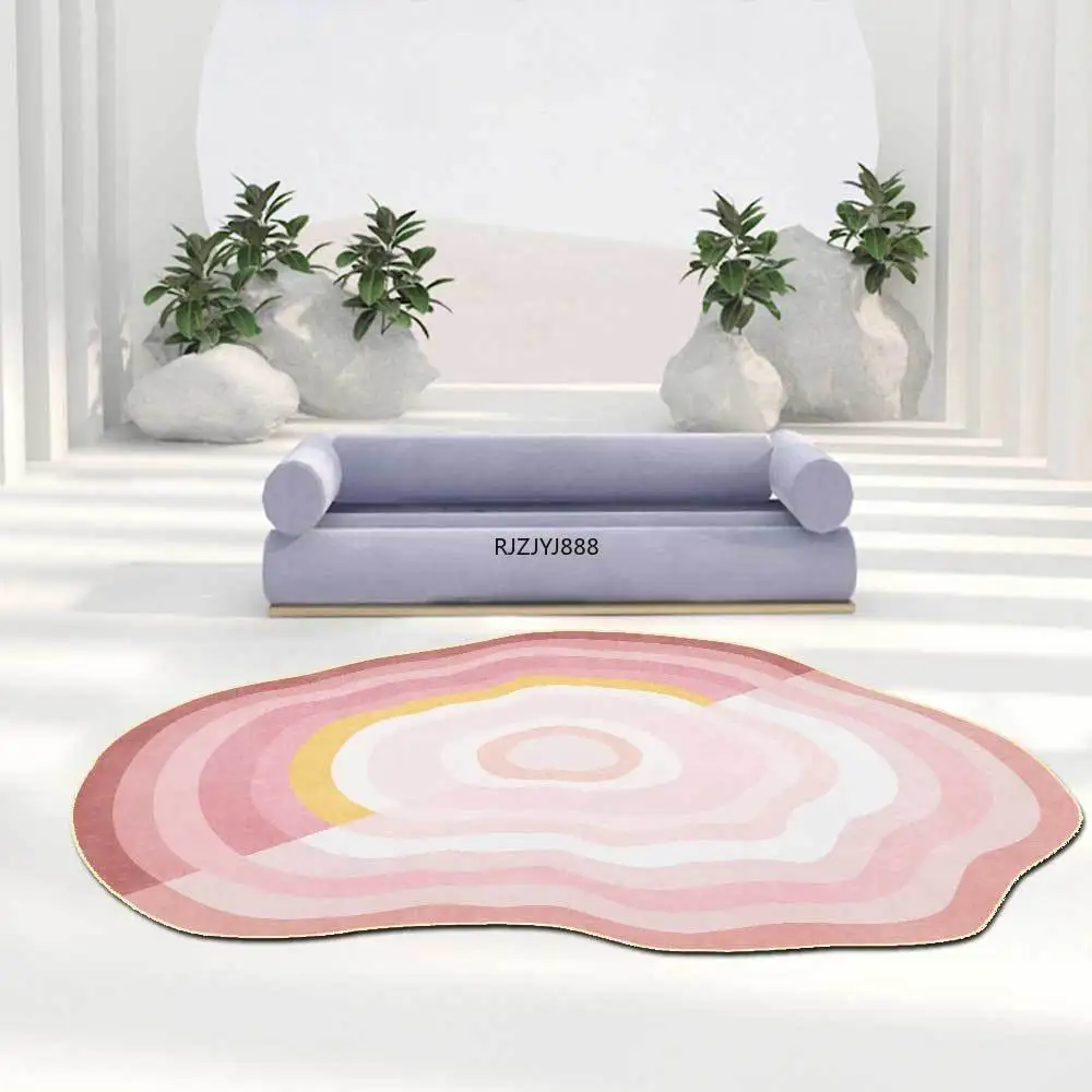 Modern Minimalist Irregular Shaped Nordic Geometric Pink Blue Green Purple Gradient Living Room Bedroom Carpet Floor Mat