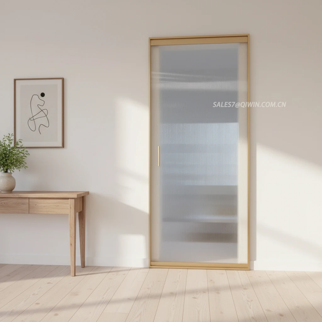 Magic Ghost Sliding Door System Hidden Track Gold Aluminum Frame Interior Sliding Door Sets Trackless Pocket Soft Close Door Kit
