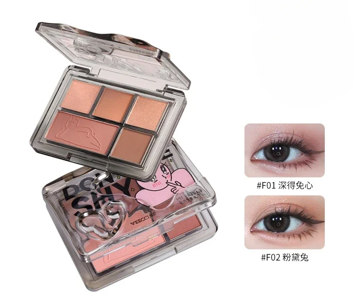 VEECCI X Pink Rabbit co-branded 5-color eye shadow classic all-match palette novice student eye shadow palette