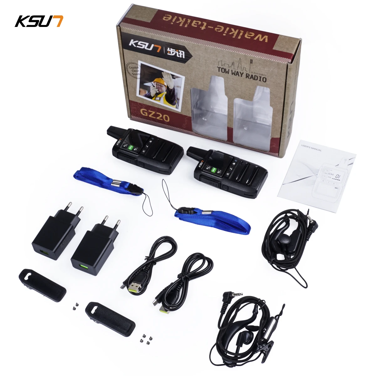 KSUTGZ20 Mini Walkie Talkie PMR446 Radio 2 Buah Termasuk Radio Amatir Comunicador Stasiun Portabel Perangkat Komunikasi Nirkabel