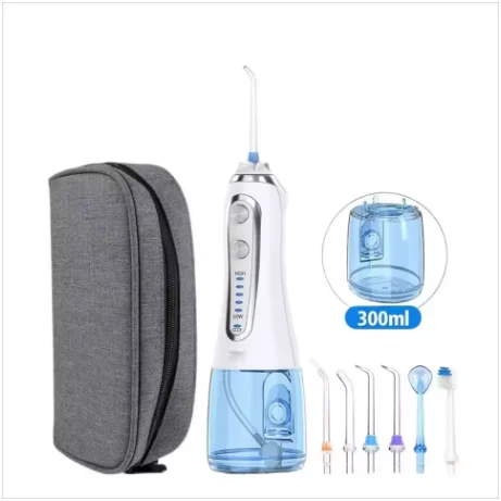 Irrigador Oral de 5 modos, hilo Dental recargable por USB, chorro de agua Dental portátil, irrigador de 300ml, limpiador Dental + 6 chorros