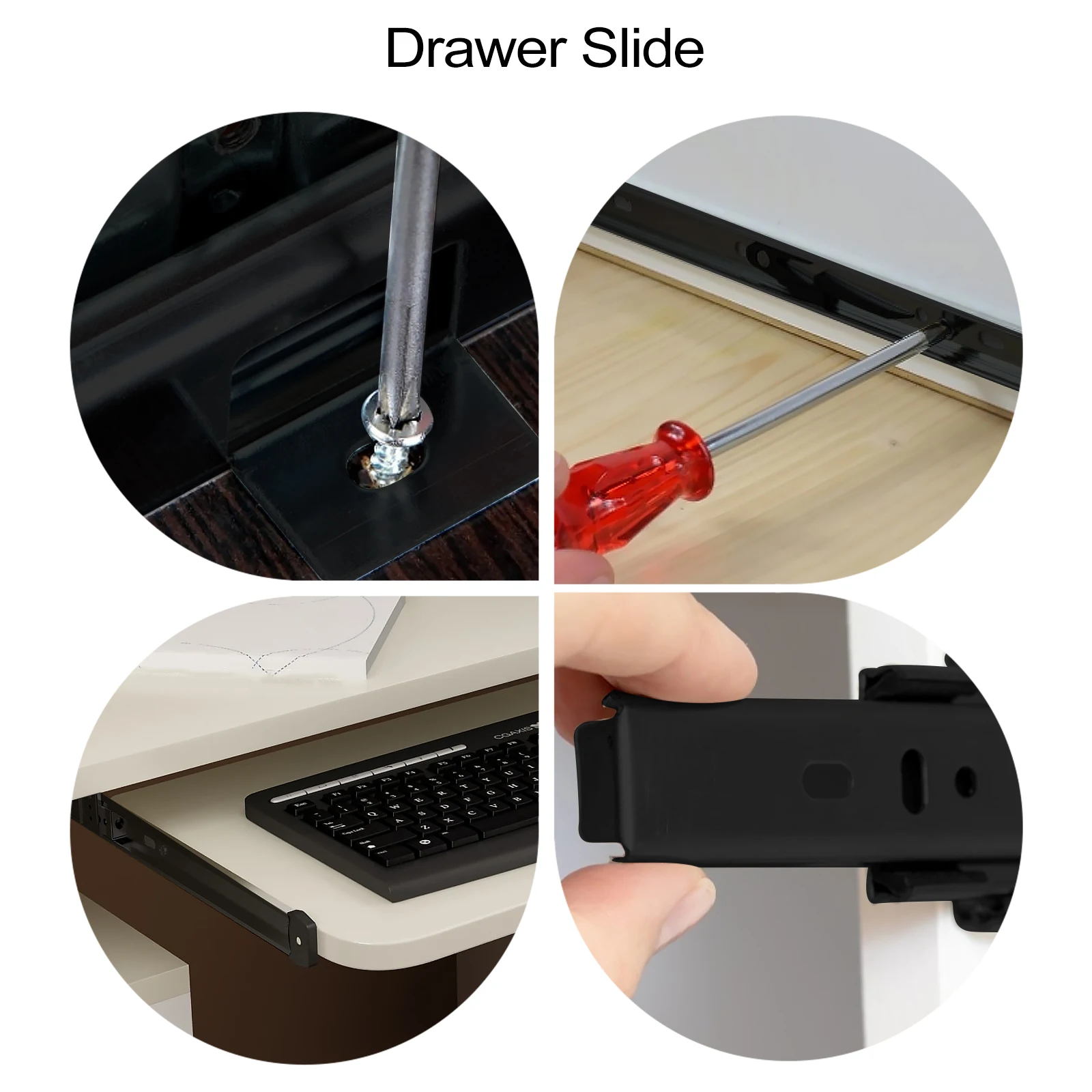 

Keyboard Slide Rails Tray Preinstalled Heavy Duty Soft Close Drawer Slides Tracks Cabinet Office Use Continuous