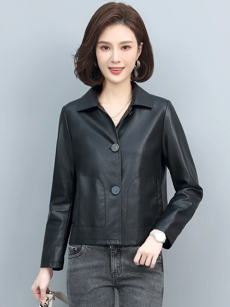 Haining Leather Clothing Women's Short 2023 Spring and Autumn New Genuine Leather Coat Sheepskin Loose fitting Korean Fashion