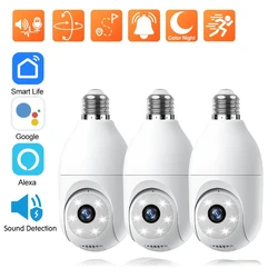 Techage 2MP Wifi Bulb Camera 2-Way Audio Motion Detection 5GHz Smart Life Video Support Alexa Security Surveillance Camera