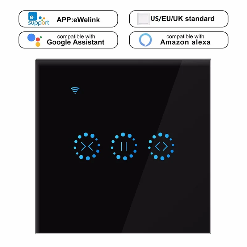 

EU/UK WIFI Tuya/Ewelink smart curtain switch remote control touch curtain switch works with Alexa and Google