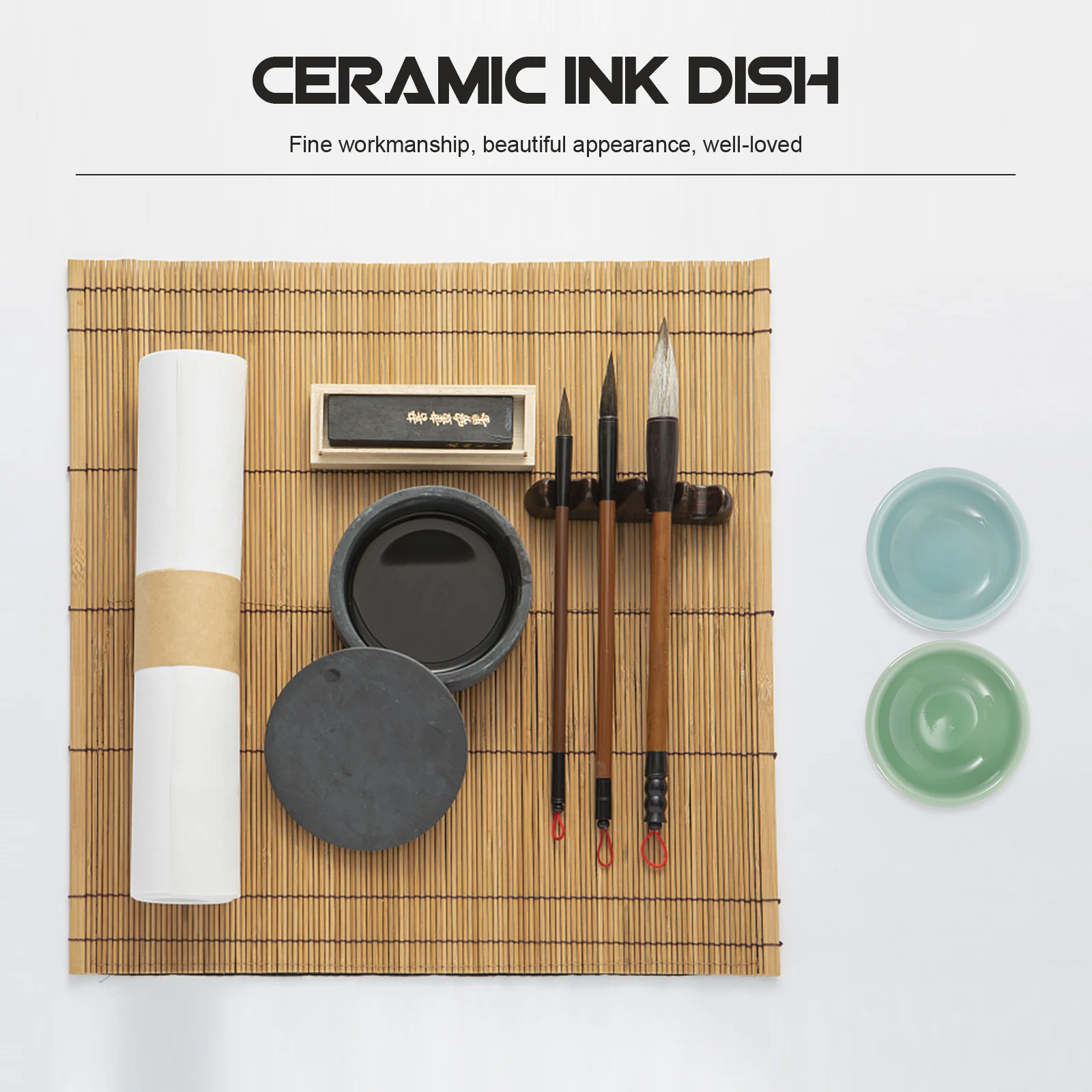 

2Pcs Ceramic Ink Brush Washers Lightweight Ink Tray Easy to Clean for Home Sumi Brush Storage Holder Home Sumi-Brush Washer