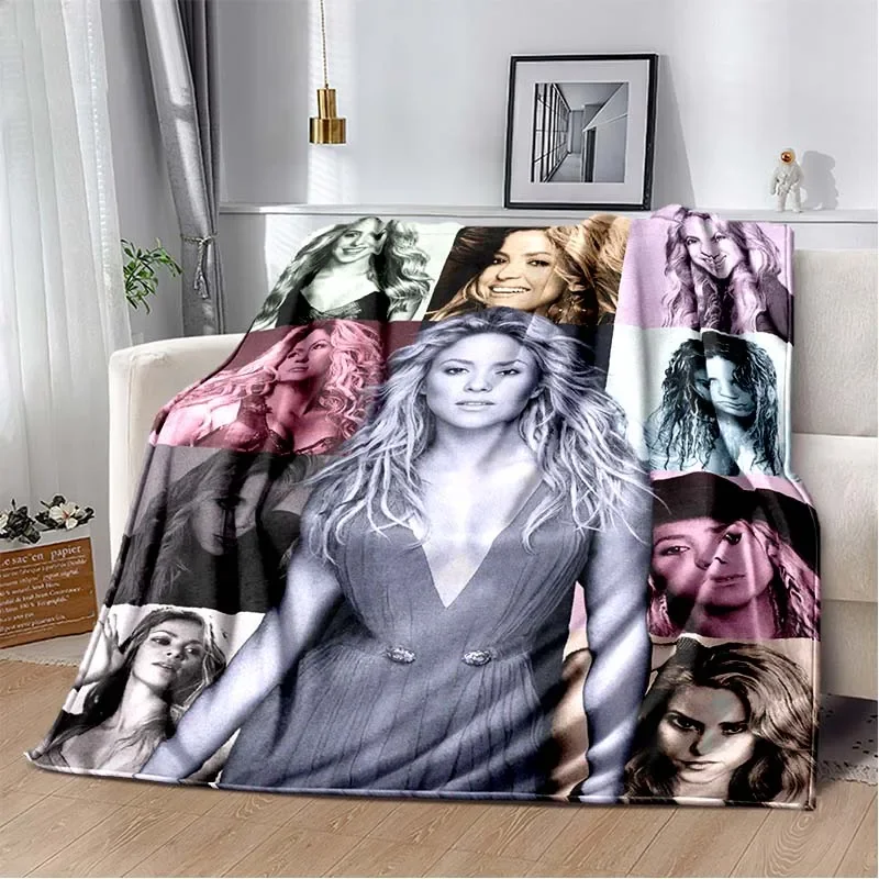 Fashion Shakira Merch Pop Female Singer Print Flannel Blanket Star Art  Portable Home Travel Office Nap Break Christmas Gift