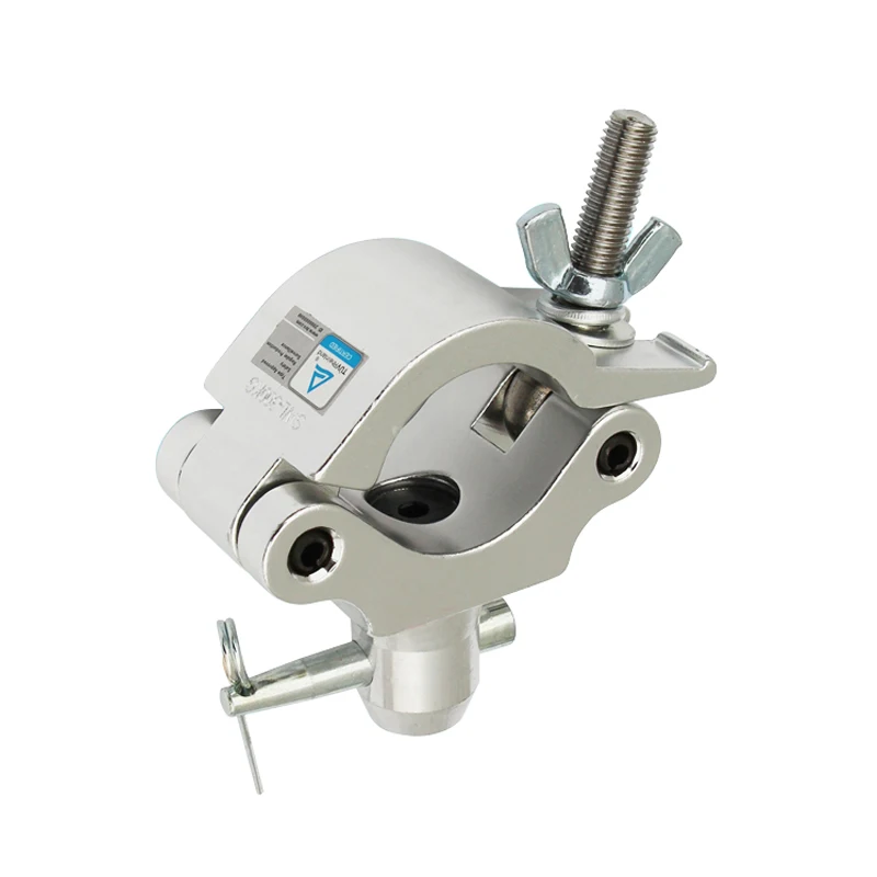 Aluminum Silver Wrap-Around Coupler Clamp for stage lighting Truss Pipe Clamp Tube 48-51mm Pipe Heavy Duty300KG Weight Capacity