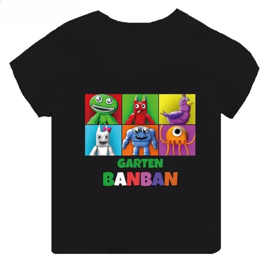 Kids T Shirt Hot Game Garten of Banban Print Cartoon Child Kids T-shirt Girls Clothes Baby Boys Black Short Sleeve Children Tops