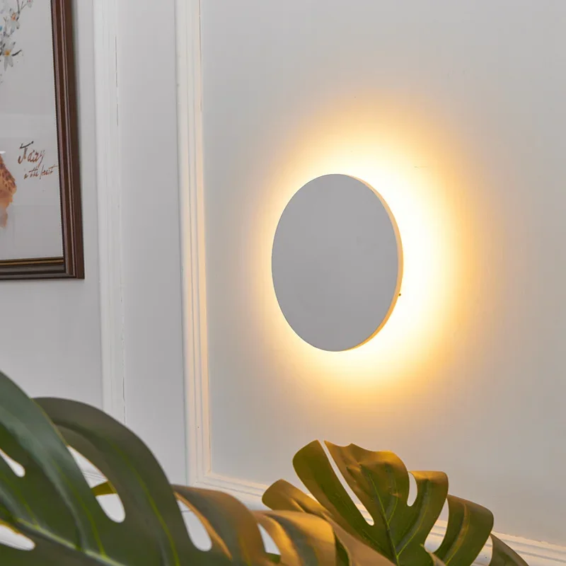 

Lamps Round Wall Indoor Modern LED Loft Bedroom Sconce Nordic Decoration Wall Lights White/Black Aluminum Bedside Sconce