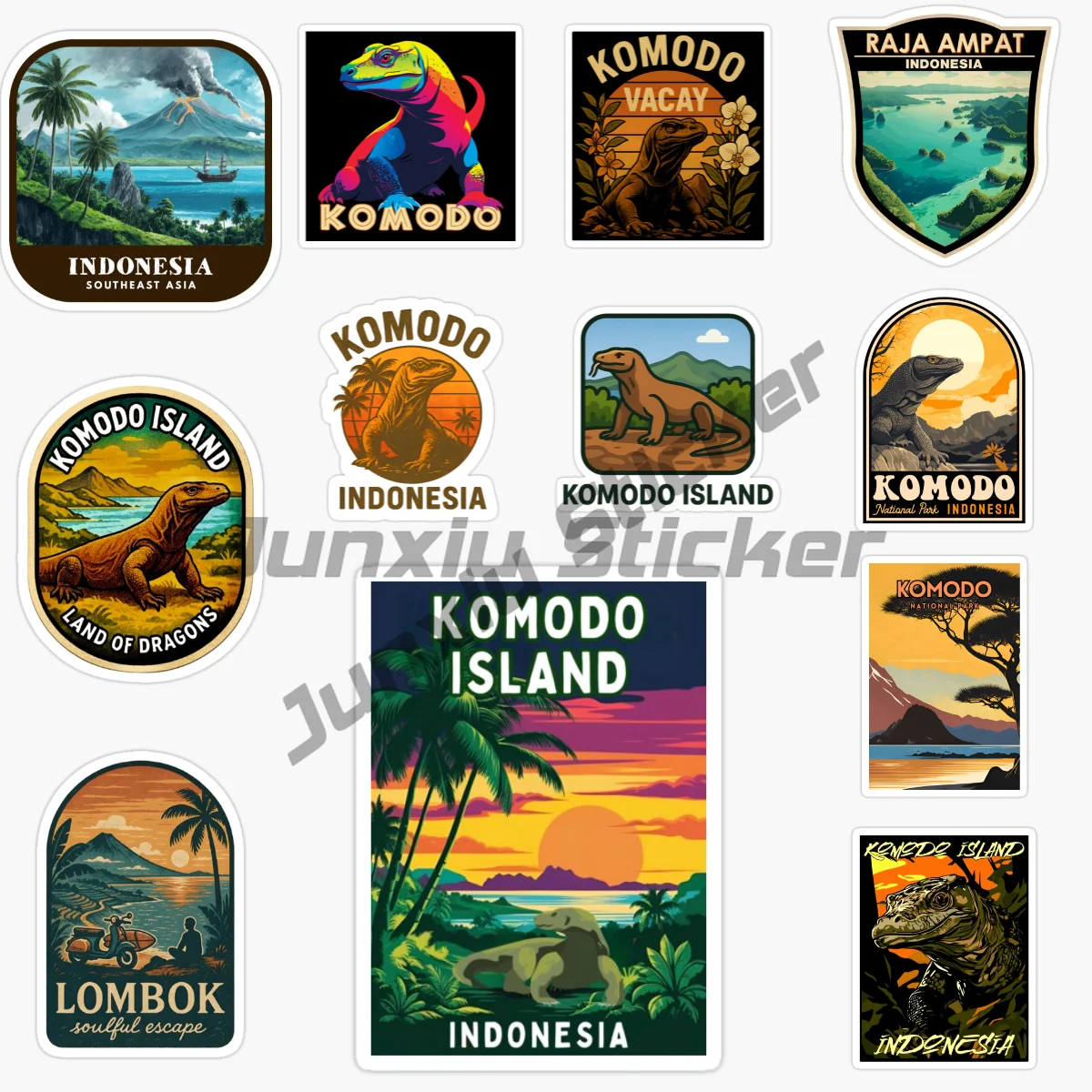 Parque Nacional de Komodo, isla de Komodo, parque nacional de Indonesia, paisaje de Bali este, decoración de pared, hermoso vinilo, accesorios de decoración para coche